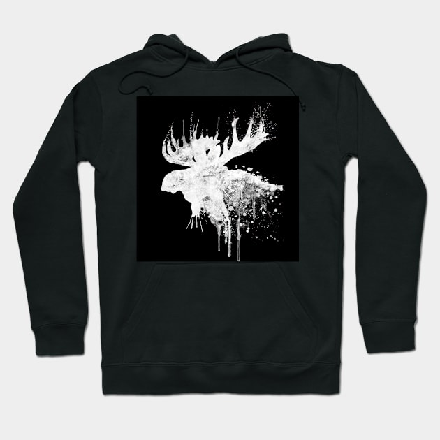 Moose Head Silhouette Reversed Colors Hoodie by Marian Voicu